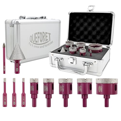 QUEFORET Diamant Fliesenbohrer Set 10 Stücke - 8 Stücke 6/6/6/20/25/32/35/50mm Trockenbohrkronen, 1 Stück 6mm Hartmetallbohrer, 1 Stück 35mm Fasenbohrer für Fliesen Keramik Porzellan Marmor Granit QUEFORET Diamant Fliesenbohrer Set 10 Stücke - 8 Stücke 6/6/6/20/25/32/35/50mm Trockenbohrkronen, 1 Stück 6mm Hartmetallbohrer, 1 Stück 35mm Fasenbohrer für Fliesen Keramik Porzellan Marmor Granit von QUEFORET