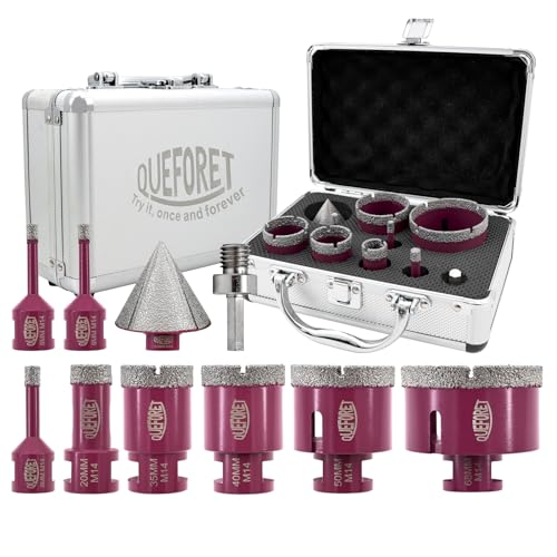 QUEFORET Diamant Fliesenbohrer Set 10 Stücke - 8 Stücke 6/6/8/20/35/40/50/68mm x M14 Bohrkronen, 1 Stück 50mm Fasenfräser, 1 Stück Adapter für Fliesen Keramik Porzellan Marmor Granit QUEFORET Diamant Fliesenbohrer Set 10 Stücke - 8 Stücke 6/6/8/20/35/40/50/68mm x M14 Bohrkronen, 1 Stück 50mm Fasenfräser, 1 Stück Adapter für Fliesen Keramik Porzellan Marmor Granit von QUEFORET