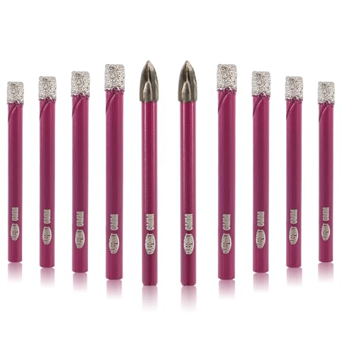 QUEFORET Diamant Fliesenbohrer Set 10 Stücke - 8 Stücke 6mm Trockenbohrkronen, 2 Stücke 6mm Hartmetallbohrer für Fliesen Keramik Porzellan Marmor Granit, Rundschaft QUEFORET Diamant Fliesenbohrer Set 10 Stücke - 8 Stücke 6mm Trockenbohrkronen, 2 Stücke 6mm Hartmetallbohrer für Fliesen Keramik Porzellan Marmor Granit, Rundschaft von QUEFORET
