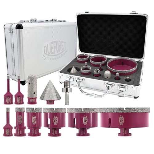 QUEFORET Diamant Fliesenbohrer Set 11 Stücke - 8 Stücke 6/6/8/20/35/50/68/110mm x M14 Bohrkronen, 20mm Fingerfräser, 50mm Fasenfräser, Adapter für Fliesen Keramik Porzellan Marmor Granit QUEFORET Diamant Fliesenbohrer Set 11 Stücke - 8 Stücke 6/6/8/20/35/50/68/110mm x M14 Bohrkronen, 20mm Fingerfräser, 50mm Fasenfräser, Adapter für Fliesen Keramik Porzellan Marmor Granit von QUEFORET