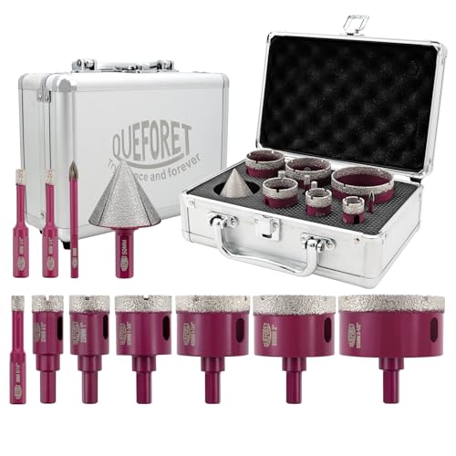 QUEFORET Diamant Fliesenbohrer Set 11 Stücke - 9 Stücke 6/6/8/20/25/35/45/50/65mm Trockenbohrkronen, 1 Stück 6mm Hartmetallbohrer, 1 Stück 50mm Fasenbohrer für Fliesen Keramik Porzellan Marmor Granit QUEFORET Diamant Fliesenbohrer Set 11 Stücke - 9 Stücke 6/6/8/20/25/35/45/50/65mm Trockenbohrkronen, 1 Stück 6mm Hartmetallbohrer, 1 Stück 50mm Fasenbohrer für Fliesen Keramik Porzellan Marmor Granit von QUEFORET