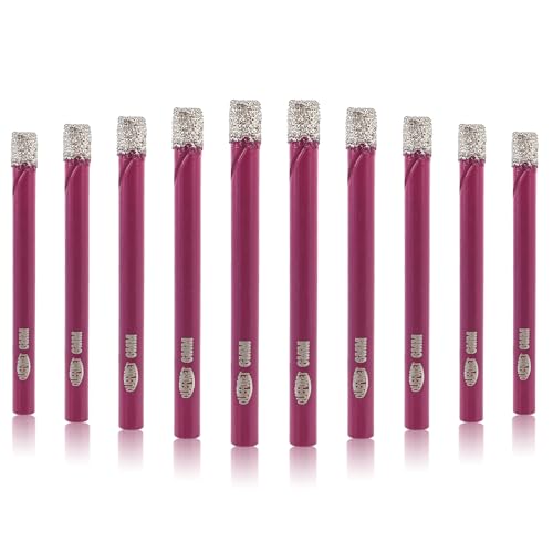 QUEFORET Diamant Fliesenbohrer Set 6mm - 10 Stücke Bohrkronen, Trockenbohrer für Fliesen Keramik Porzellan Marmor Granit, Rundschaft von QUEFORET