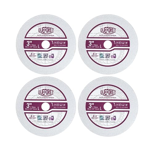 QUEFORET Diamant Glas Trennscheiben 75mm 4 Stücke - Diamantscheiben für Glas Jade Kristall Weinflaschen, mit 10mm Bohrungsdurchmesser QUEFORET Diamant Glas Trennscheiben 75mm 4 Stücke - Diamantscheiben für Glas Jade Kristall Weinflaschen, mit 10mm Bohrungsdurchmesser von QUEFORET