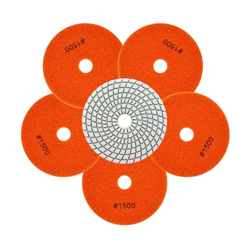 QUEFORET Diamant Polierpads Körnung 1500-6 Stücke Nass Polierscheiben 100mm für Granit Marmor Quarz Kunststein, für Winkelschleifer QUEFORET Diamant Polierpads Körnung 1500-6 Stücke Nass Polierscheiben 100mm für Granit Marmor Quarz Kunststein, für Winkelschleifer von QUEFORET