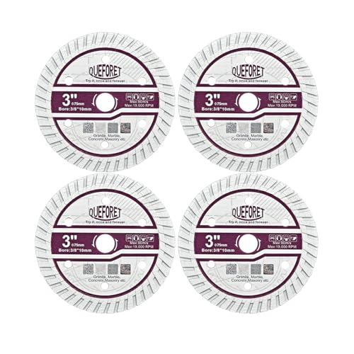 QUEFORET Diamant Trennscheiben für Beton 75mm 4 Stücke - Scheiben für Granit Marmor Mauerwerk, mit 10mm Bohrungsdurchmesser QUEFORET Diamant Trennscheiben für Beton 75mm 4 Stücke - Scheiben für Granit Marmor Mauerwerk, mit 10mm Bohrungsdurchmesser von QUEFORET
