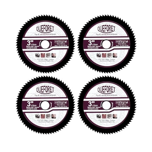 QUEFORET HSS Trennscheiben 75mm 4 Stücke - Sägeblatt für Metall Kupfer Aluminium, mit 10mm Bohrungsdurchmesser QUEFORET HSS Trennscheiben 75mm 4 Stücke - Sägeblatt für Metall Kupfer Aluminium, mit 10mm Bohrungsdurchmesser von QUEFORET