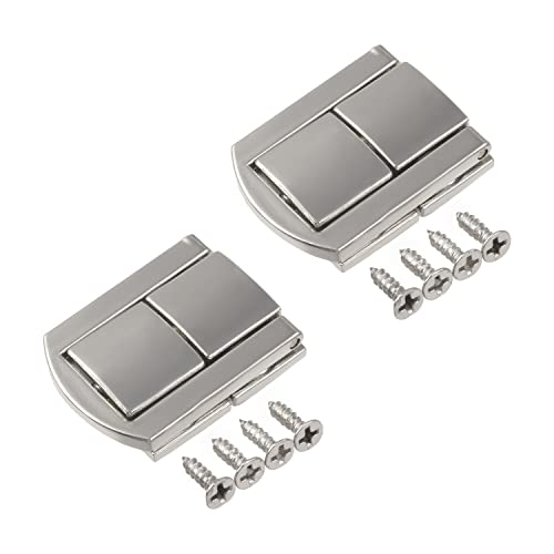 QUEMUONN Haspenschloss, Federriegel, Knebelverschluss, gefederter Knebelverschluss, Haspe, strapazierfähig, 6 Stück Knebel(Sliver Tone) von QUEMUONN