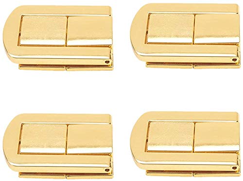 QUEMUONN Haspenschloss, Federriegel, Knebelverschluss, gefederter Knebelverschluss, Haspe for hohe Beanspruchung, Knebelverschluss(Gold Tone) von QUEMUONN