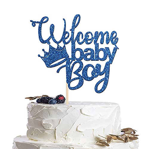 Deep Blue Welcome Baby Boy Cake Topper, Baby Shower / Jungen 1. 2. 3. Geburtstag Kuchendekoration, Geschlechtsoffenbarung für Baby Mädchen Party Dekorationen Deep Blue Welcome Baby Boy Cake Topper, Baby Shower / Jungen 1. 2. 3. Geburtstag Kuchendekoration, Geschlechtsoffenbarung für Baby Mädchen Party Dekorationen von QUEOOGOU