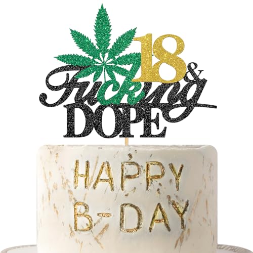 Queoogou 18 & Fucking Dope Geburtstagskuchenaufsatz Have A Dope Schwarz Golden Glitzer Marihuana Dekor 420 Geburtstag Kuchen Dekor Cannabis Jubiläum Party Supplies für Männer oder Frauen Lustige Foto Queoogou 18 & Fucking Dope Geburtstagskuchenaufsatz Have A Dope Schwarz Golden Glitzer Marihuana Dekor 420 Geburtstag Kuchen Dekor Cannabis Jubiläum Party Supplies für Männer oder Frauen Lustige Foto von QUEOOGOU