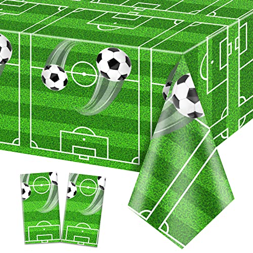 2 Pack Fußball-Party Tischdecke, Fußball-Thema Geburtstag Tischdecke, 130x220cm Rechteck Tischdecke für Männer Jungen Geburtstag Party Fußball-Thema Party-Dekoration von QUERICKY