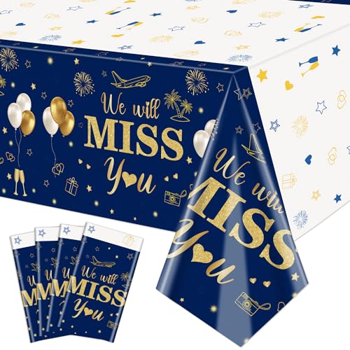4 Pack We Will Miss You Tischtücher, 130x220cm Ruhestand Thematische Rechteckige Tischdecken Abschiedsparty Tischdecken für Abschiedsparty Dekorationen Ruhestand Party Dekoration, Blau Gold 4 Pack We Will Miss You Tischtücher, 130x220cm Ruhestand Thematische Rechteckige Tischdecken Abschiedsparty Tischdecken für Abschiedsparty Dekorationen Ruhestand Party Dekoration, Blau Gold von QUERICKY