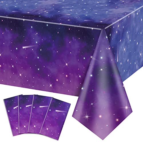 4 Packung Space Galaxy Party Tischdecken, Starry Night Tablecover Dekorationen, 130x220cm Galaxy Tischdecke für Space Galaxy Theme Party Supplies, Outer Space Stars Theme Birthday Decor von QUERICKY