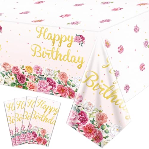 4 Stück Blumen-Tischdecken für Geburtstag, Rechteck rosa Blume Tischdecken für Tee-Party liefert, Baby-Showers, Hochzeit, Braut-Dusche, Geburtstag, 220x130cm 4 Stück Blumen-Tischdecken für Geburtstag, Rechteck rosa Blume Tischdecken für Tee-Party liefert, Baby-Showers, Hochzeit, Braut-Dusche, Geburtstag, 220x130cm von QUERICKY