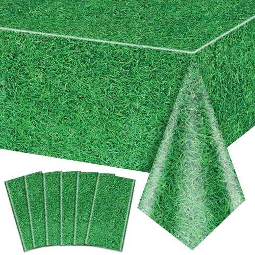 6 Pack grünes Gras Tischtuch, 220x130cm Gras Muster Tischdecke Golf Fußballfeld Tischtuch für Sport Thema Parteien liefert Sport Veranstaltung Dekorationen von QUERICKY