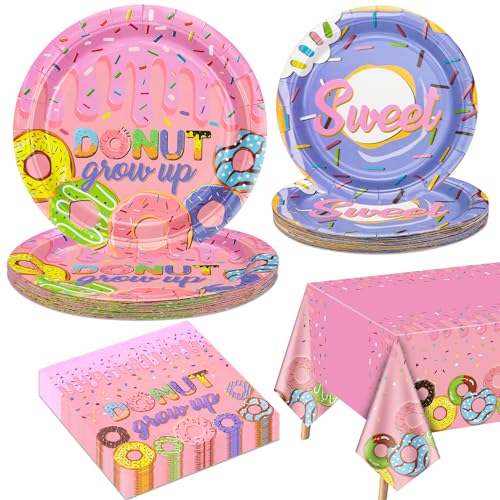 Donut Party Dekorationen für 20 Gäste, einschließlich Donut Grow Up Pappteller, süße Pappteller, Servietten, Donut Tischtuch für Mädchen Baby Donut Thema Geburtstag Party Sweet One Party Zubehör Donut Party Dekorationen für 20 Gäste, einschließlich Donut Grow Up Pappteller, süße Pappteller, Servietten, Donut Tischtuch für Mädchen Baby Donut Thema Geburtstag Party Sweet One Party Zubehör von QUERICKY
