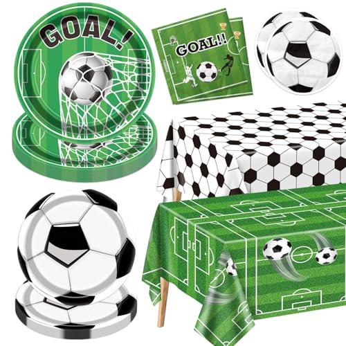 Fußball Party Dekoration für 20 Gäste, Fußball Geschirr Set beinhaltet Speiseteller, Dessertteller, Servietten, Tischdecke für Fußball Geburtstagsfeier Jungs Sport Thema Party Dekorationen Fußball Party Dekoration für 20 Gäste, Fußball Geschirr Set beinhaltet Speiseteller, Dessertteller, Servietten, Tischdecke für Fußball Geburtstagsfeier Jungs Sport Thema Party Dekorationen von QUERICKY