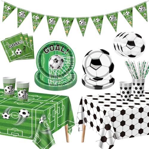 Fußball Party Dekoration für 20 Gäste, beinhaltet Fußball Banner, Speiseteller, Dessertteller, Servietten, Tassen, Tischdecke für Fußball Geburtstagsfeier Jungen Sport Thema Party Dekorationen Fußball Party Dekoration für 20 Gäste, beinhaltet Fußball Banner, Speiseteller, Dessertteller, Servietten, Tassen, Tischdecke für Fußball Geburtstagsfeier Jungen Sport Thema Party Dekorationen von QUERICKY