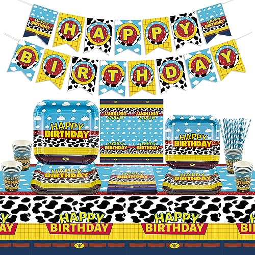 Geburtstagsparty-Dekorationen, inklusive Happy Birthday Banner, blauer Himmel Tischdecke, Pappteller, Servietten, Pappbecher, Geburtstagszubehör für Kinder, Jungen, Mädchen, Geburtstagsparty Geburtstagsparty-Dekorationen, inklusive Happy Birthday Banner, blauer Himmel Tischdecke, Pappteller, Servietten, Pappbecher, Geburtstagszubehör für Kinder, Jungen, Mädchen, Geburtstagsparty von QUERICKY