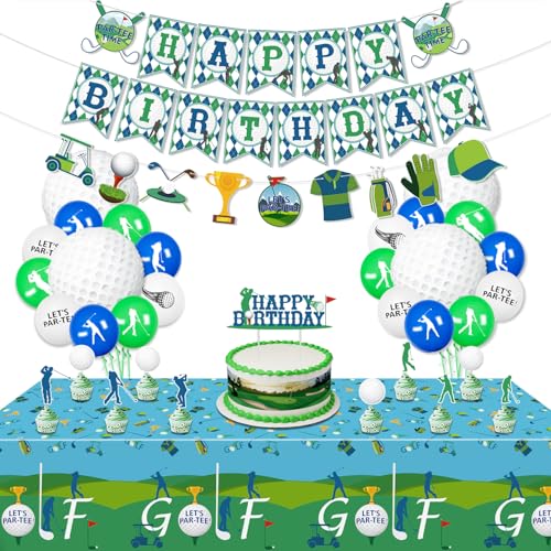 Golf-Thema Geburtstagsfeier Dekoration, umfasst Happy Birthday Banner, Tischdecke, Luftballons, Cupcake Toppers, Golf Geburtstag Party Supplies für Männer, Golfer, Sport-Fanatiker, Par-Tee Dekor (B) Golf-Thema Geburtstagsfeier Dekoration, umfasst Happy Birthday Banner, Tischdecke, Luftballons, Cupcake Toppers, Golf Geburtstag Party Supplies für Männer, Golfer, Sport-Fanatiker, Par-Tee Dekor (B) von QUERICKY