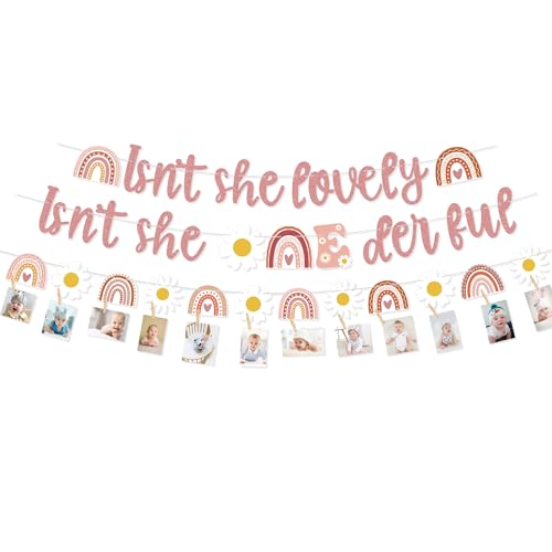 Isn't She Lovely Isn't She Onederful Banner Dekorationen, Boho Sommer Gänseblümchen Banner, Boho Regenbogen 1. Geburtstag Dekorationen für Mädchen Hippie ein Jahr alt Bday Boho Thema ersten Geburtstag Isn't She Lovely Isn't She Onederful Banner Dekorationen, Boho Sommer Gänseblümchen Banner, Boho Regenbogen 1. Geburtstag Dekorationen für Mädchen Hippie ein Jahr alt Bday Boho Thema ersten Geburtstag von QUERICKY