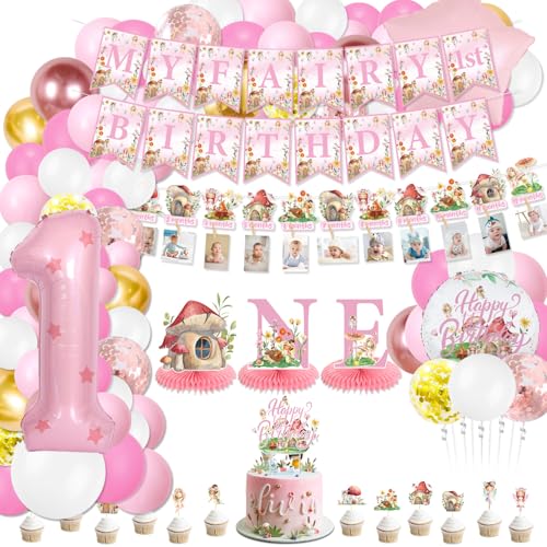 Meine Fee ersten Geburtstag Dekorationen, umfassen My Fairy 1st Birthday Banner, Enchanted Forest Garden Monthly Photo Banner, ONE Honeycomb Centerpiece, Cake Toppers, Luftballons für Mädchen 1. Meine Fee ersten Geburtstag Dekorationen, umfassen My Fairy 1st Birthday Banner, Enchanted Forest Garden Monthly Photo Banner, ONE Honeycomb Centerpiece, Cake Toppers, Luftballons für Mädchen 1. von QUERICKY