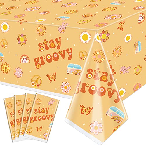 4 Pack Stay Groovy Tischdecken, Retro Hippie Boho Party Tischdecke, 51x87'' Rechteck Tischdecken Gänseblümchen Blume Regenbogen Party Dekorationen für Boho Retro Thema 60er 70er Jahre Party Dekor 4 Pack Stay Groovy Tischdecken, Retro Hippie Boho Party Tischdecke, 51x87'' Rechteck Tischdecken Gänseblümchen Blume Regenbogen Party Dekorationen für Boho Retro Thema 60er 70er Jahre Party Dekor von QUERICKY