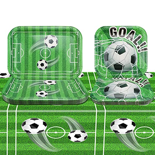 QUERICKY Fußball Party Dekoration, schließt Fußballfeld-Papierteller, Fußball-Papierteller für Jungen Sport-Thema-Geburtstagsfeier EIN (Für 20 Gäste) von QUERICKY