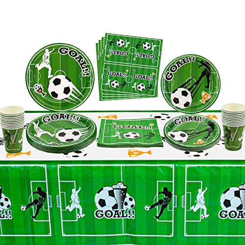 Fußball-Party-Dekorationen, Fußball-Geschirr Set Servers 20 Gäste umfasst Fußball Papier Teller, Dessertteller, Servietten, Tassen, Tischdecke für Jungen Sport Thema Geburtstag Dekorationen Fußball-Party-Dekorationen, Fußball-Geschirr Set Servers 20 Gäste umfasst Fußball Papier Teller, Dessertteller, Servietten, Tassen, Tischdecke für Jungen Sport Thema Geburtstag Dekorationen von QUERICKY