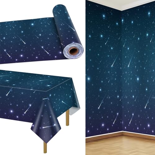 QUERICKY SpaceTischdecken-Rolle 100 Ft Sternennacht Tischabdeckung Galaxie Hintergrund Weltraum Motto Party Dekorationen, Kinder Geburtstag Weltraum Sterne Thema Party Dekor von QUERICKY