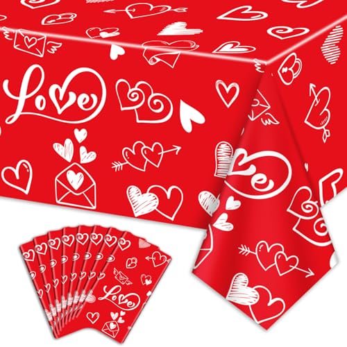 QUERICKY Valentinstag-Tischdecken, 220 x 130 cm, rechteckig, Valentinstags-Herz-Tischdecke für Valentinstag, Party, Dekorationen, Jahrestag, Antrag, Verlobung, Hochzeit, Dekoration, Rot, 8 Stück QUERICKY Valentinstag-Tischdecken, 220 x 130 cm, rechteckig, Valentinstags-Herz-Tischdecke für Valentinstag, Party, Dekorationen, Jahrestag, Antrag, Verlobung, Hochzeit, Dekoration, Rot, 8 Stück von QUERICKY