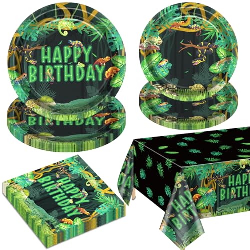 Reptil Geburtstag Party Dekorationen für 20 Gäste, enthält Pappteller, Servietten, Tischtuch, Dschungel Sumpf Wildnis Schlange Eidechse Alligator Schildkröte Geburtstag Dekorationen für Kinder Reptil Geburtstag Party Dekorationen für 20 Gäste, enthält Pappteller, Servietten, Tischtuch, Dschungel Sumpf Wildnis Schlange Eidechse Alligator Schildkröte Geburtstag Dekorationen für Kinder von QUERICKY