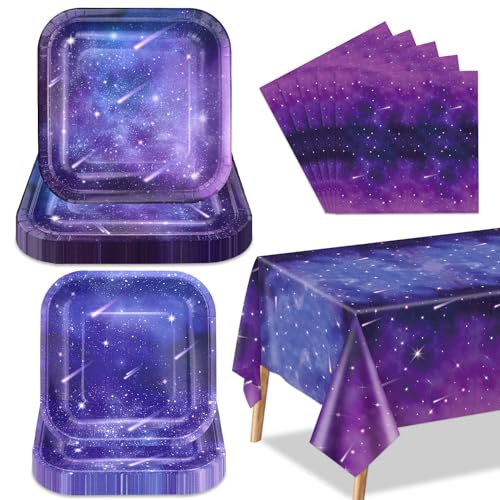 Weltraum-Galaxie-Party-Dekorationen für 20 Gäste, enthalten Sternennacht-Papierteller, Servietten, Universum-Tischdecke für Kinder-Mädchen-Geburtstagsparty Weltraum-Thema-Party-Zubehör Weltraum-Galaxie-Party-Dekorationen für 20 Gäste, enthalten Sternennacht-Papierteller, Servietten, Universum-Tischdecke für Kinder-Mädchen-Geburtstagsparty Weltraum-Thema-Party-Zubehör von QUERICKY