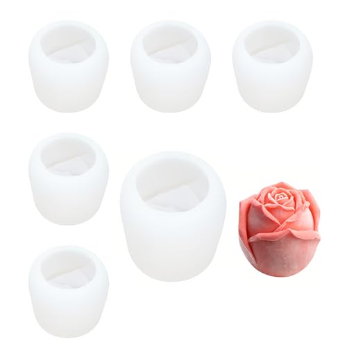 3D Rose Silikonform 6er Set Whisky Eisballformen, Multifunktionaler DIY-Formen für Handseife, Kerzen, Epoxidharz, Gips, Gebäckdekoration & Mousse Eiswürfelform von QUEXLAI