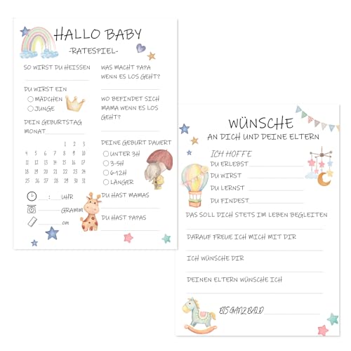 Babyparty Spiele Karten zum Ausfüllen, 40 Stk Babyshower Ratespiel Karten zum Ausfüllen, Baby Shower Party Spiele Karten, Gender Reveal Ratespiel Karten für Babyparty Mädchen Jungen Tippkarten Babyparty Spiele Karten zum Ausfüllen, 40 Stk Babyshower Ratespiel Karten zum Ausfüllen, Baby Shower Party Spiele Karten, Gender Reveal Ratespiel Karten für Babyparty Mädchen Jungen Tippkarten von QUIIEOSKIA