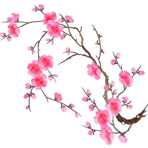 Ecusson-zum Aufbügeln Ecusson-bestickt calycanthe Blume des Pflaumenblüte angewendet Nähmaschine für Dekoration und Kleidung, Rose, 36x19 cm von QUMAO