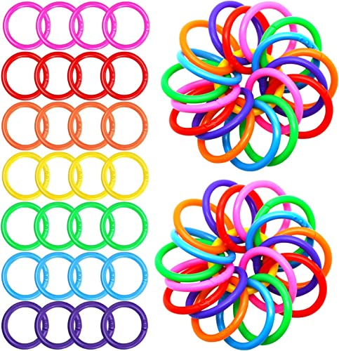 QUMENEY 100 Stück Binder Ringe Kunststoff, Plastik Loseblatt Ring, Mehrfarbige Binder Ringe für Sammelalben, Karteikarten und Stapel von Dokumenten(gemischte Farbe, 8mm) Farbe zufällige Lieferung von QUMENEY