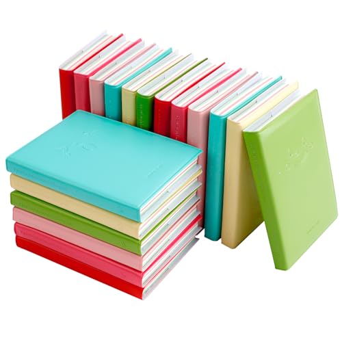 QUMENEY 18 Stück Mini-Notizbuch, kleines Taschennotizbuch, Reisetagebuch, Notizblöcke in Bonbonfarben, mit PU-Lederhülle, 10,5 x 8 cm, 100 Seiten (6 Farben) von QUMENEY