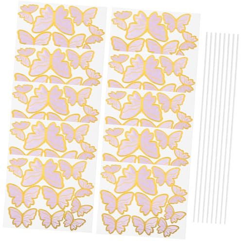 QUMIIRITY 10 Blatt Elegante Schmetterling Cake Topper für Hochzeiten und Geburtstagsfeiern Dekoration Goldrand und Vielseitig Einsetzbar für Köstliche Desserts von QUMIIRITY