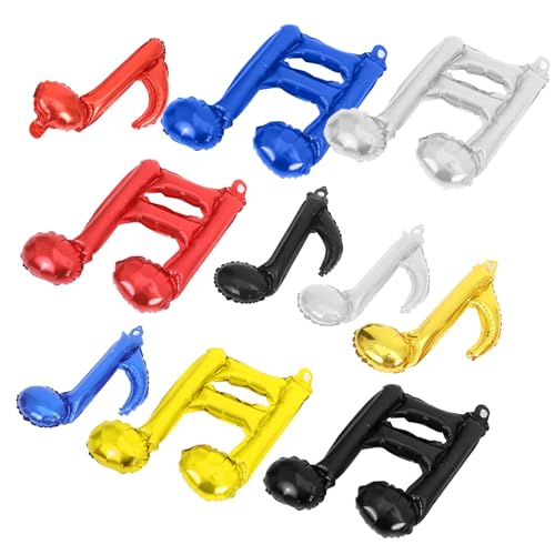 QUMIIRITY 10 Stück Teiliges Musiknoten Aluminiumfolien Ballon Wiederverwendbare Bunte Metallic Partydekoration Langlebige Musikgeburtstags und Babyparty Deko für Musikliebhaber und von QUMIIRITY
