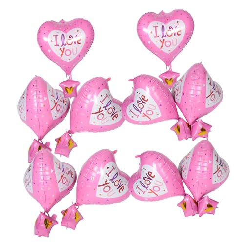 QUMIIRITY 10Stücke Rosa Herzförmige Folienballons Heißluftballon Design für Valentinstag Mädchengeburtstagsfeiern Hochzeiten und Jahrestage Partydekoration von QUMIIRITY