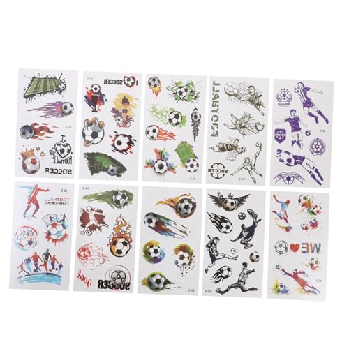 QUMIIRITY 10blätter Temporäre Tattoos Fußball Sticker Für Junge Mädchen Abnehmbare Körper-Tattoos Für Partys Sportevents Und Freizeitaktivitäten Sicher Und Einfach Anzuwenden von QUMIIRITY