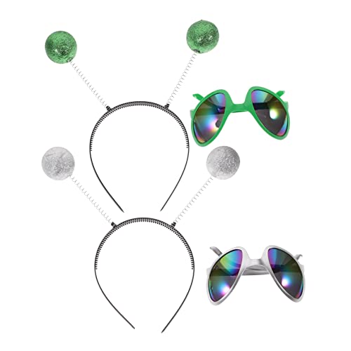 QUMIIRITY 1Satz Alien Sonnenbrille Teiliges Dekorationsset mit Grünen und Silbernen Haarreifen und Lustigen Außerirdischen Gläsern für Festivalpartys und Spaß QUMIIRITY 1Satz Alien Sonnenbrille Teiliges Dekorationsset mit Grünen und Silbernen Haarreifen und Lustigen Außerirdischen Gläsern für Festivalpartys und Spaß von QUMIIRITY