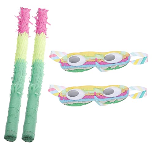 QUMIIRITY 2 Sätze Piñata halloween party spiele für spielwaren draußen party game toy bunt Pinata und Stock Partyspielzubehör Pinata-Klopfspiel-Requisite Papier von QUMIIRITY