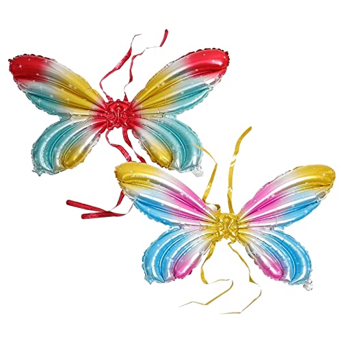QUMIIRITY 2 Stück Engel Schmetterling Flügel Ballon Partyballons Dekorationen Geburtstag Luftballons Butterfly Decoration Ballon Schmetterlingsfolienballons Aluminiumfolie von QUMIIRITY
