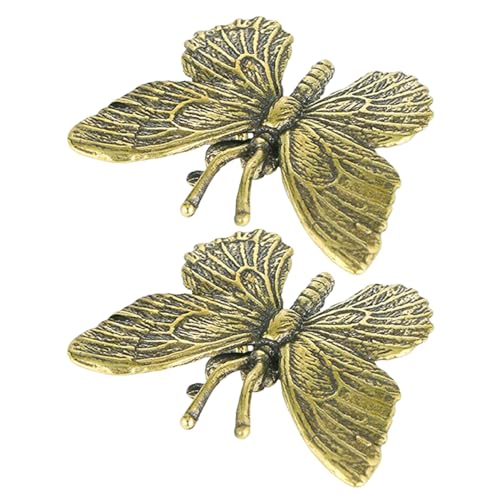 QUMIIRITY 2 Stück Vintage Gold Butterfly Figurine Edle Messing Schmetterlingsskulptur für Tischdekoration Handgefertigte Retro Metall Statue Elegante Wohnraumdekoration Kunstvolle Details von QUMIIRITY