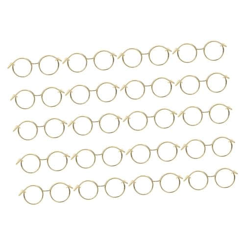 QUMIIRITY 20 Stück Metallbrille Puppen Kleidung für puppenkleidung einmachgläser Mini Vintage-Puppenzubehör Puppen-Mode Gläser für den Heimwerkerbedarf Puppenbrillenverzierungen Golden von QUMIIRITY