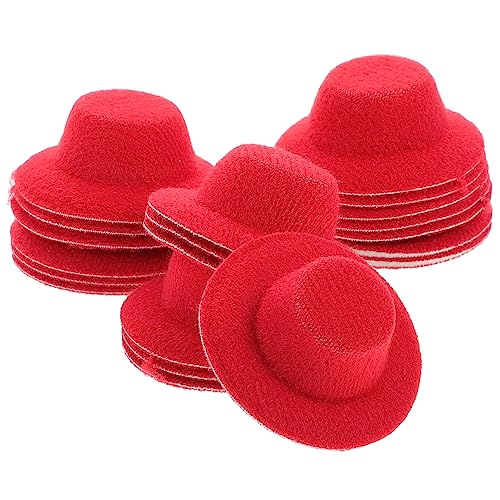 QUMIIRITY 20 Stück Mini-Hut für kinderspielzeug Puppenhut Children Toys weihnac Miniatur-Hutspielzeug Puppe kleines Hutspielzeug Puppenhüte Miniaturhut kleine Hüte Stoff rot von QUMIIRITY