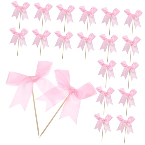 QUMIIRITY 20 Stücke Bogen Kuchen Picks Band Bogen Kuchen Topper Dessert Picks Niedliche Cupcake Dekorationen Party Supplies Für Hochzeitstag von QUMIIRITY