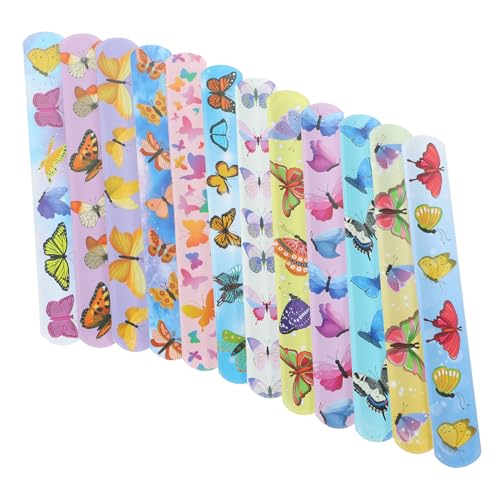 QUMIIRITY 24 Stück Schmetterling Slap Armbänder Lustige Cartoon Handgelenksarmbänder für Kindergeburtstage Party Mitgebsel und Langlebig und Farbenfroh von QUMIIRITY